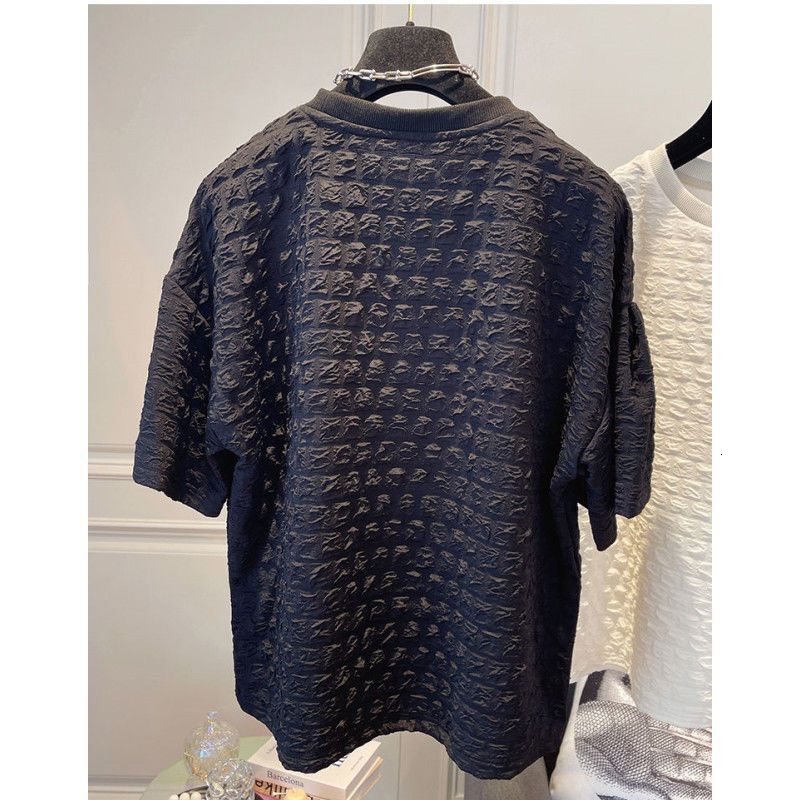 2025 New Summer Men's T-shirt New Summer Unique Design Fluffy Short Sleeve Loose Casual Wrinkle Solid Color Versatile Designer Fashion Trend Text