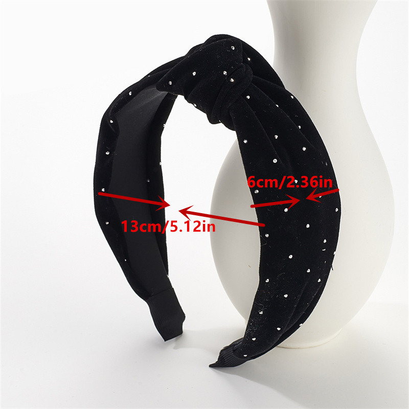 Modern velvet advanced sense of rhinestone knot wide side headband female high-grade hairpin show face small headwear
