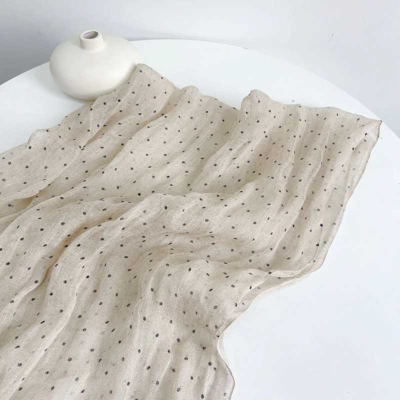 Pure Linen Soft Scarves Women Polka Dot Retro Design Scarf Summer Traveling Long Scarves Breathable Thin Shawl 65x180cm W250602