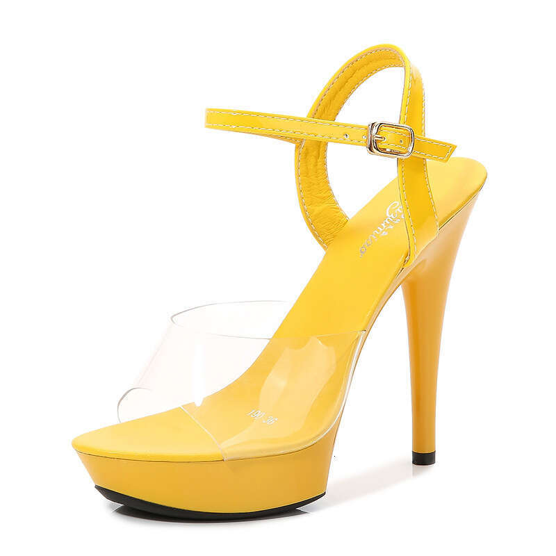 Super High Heels Transparent One-Strap Sandals For Women 2023 New Summer Fashion 13Cm Versatile Internet Celebrity Sexy High Heels Thin Heel Platform 