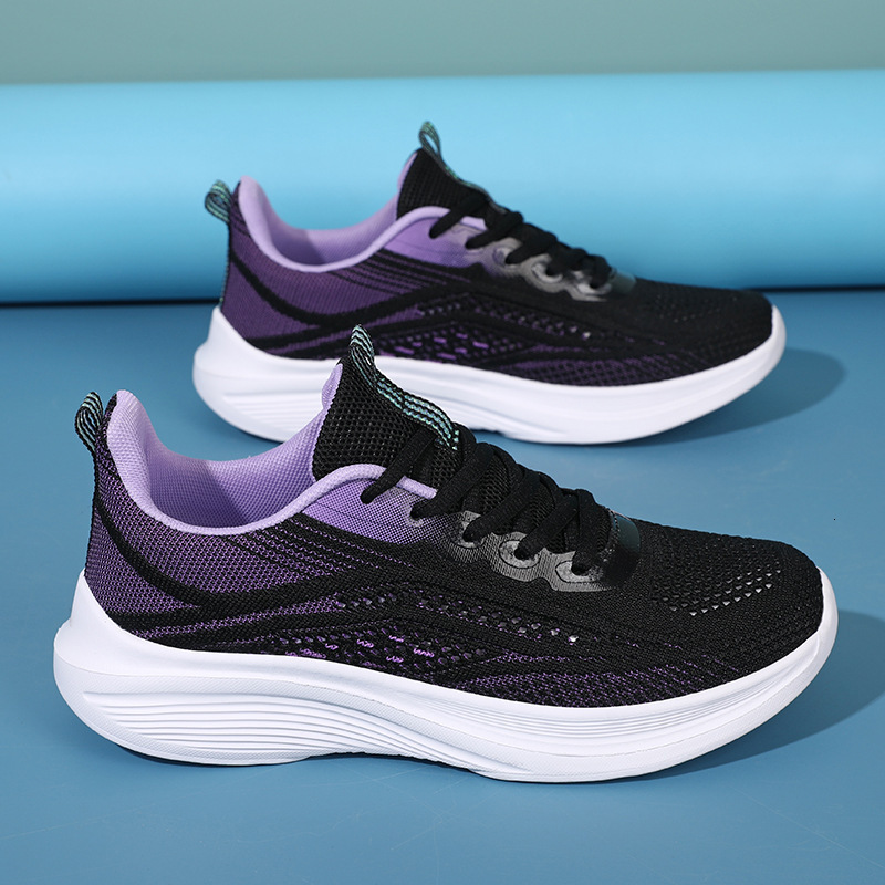Summer New Versatile Soft Sole Casual Shoes Women S Flyknit Casual Shoes Single Mesh Breathable Lightweight Running Sneakers Ddmysaturn