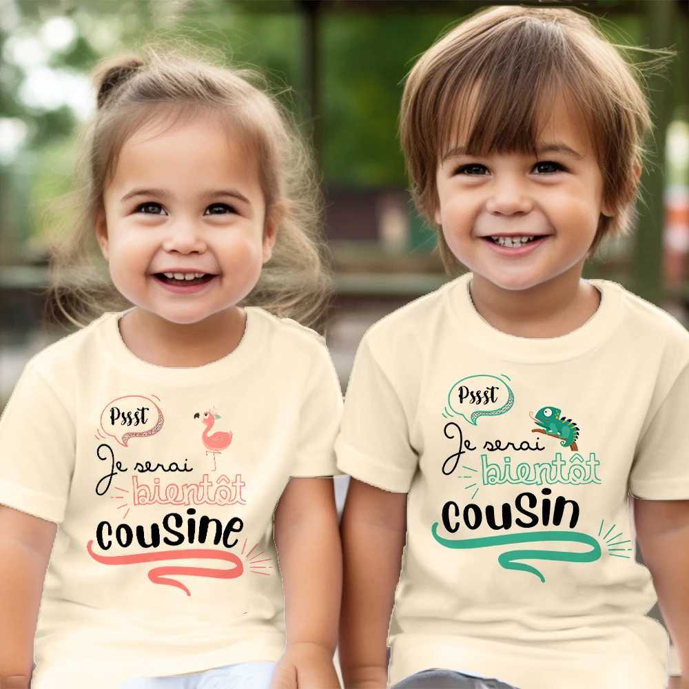 I Will Soon Be A Cousin Printed Kids Shirt Baby Announcement Boys Girls T-shirt Child Summer Tee Toddler Short Sleeve Retro Tops T250603