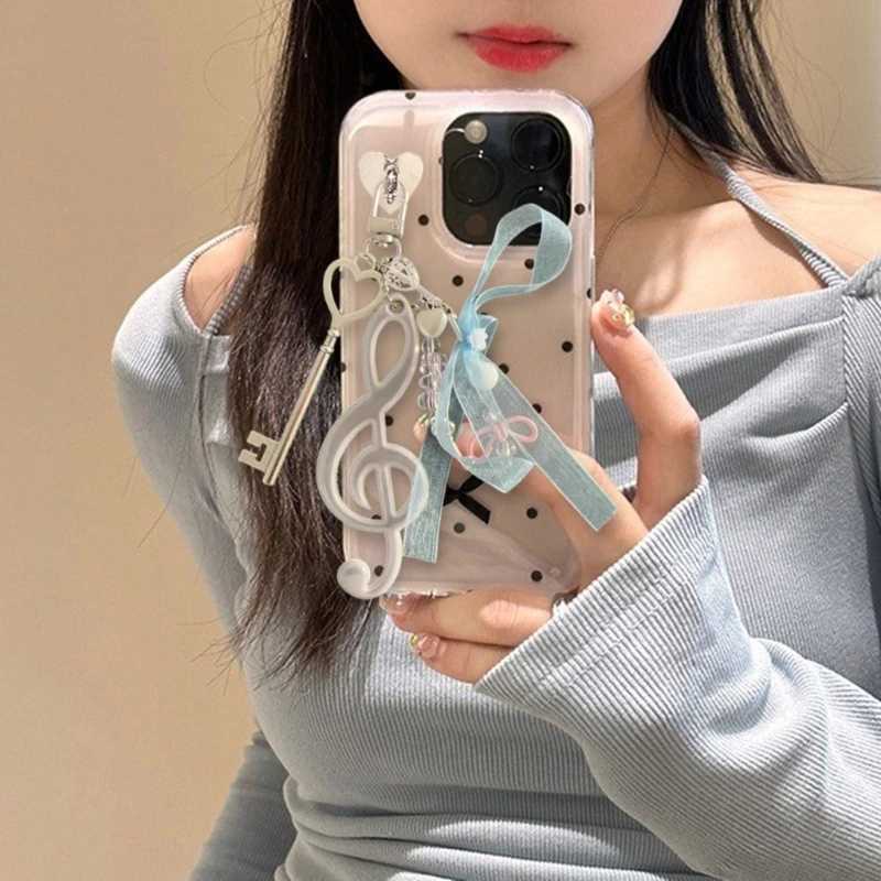 Creative Bowknot Keychain Music Note Pendant Resin Texture Suitable for Music Lovers and Cartoon Enthusiasts Present XJ250602