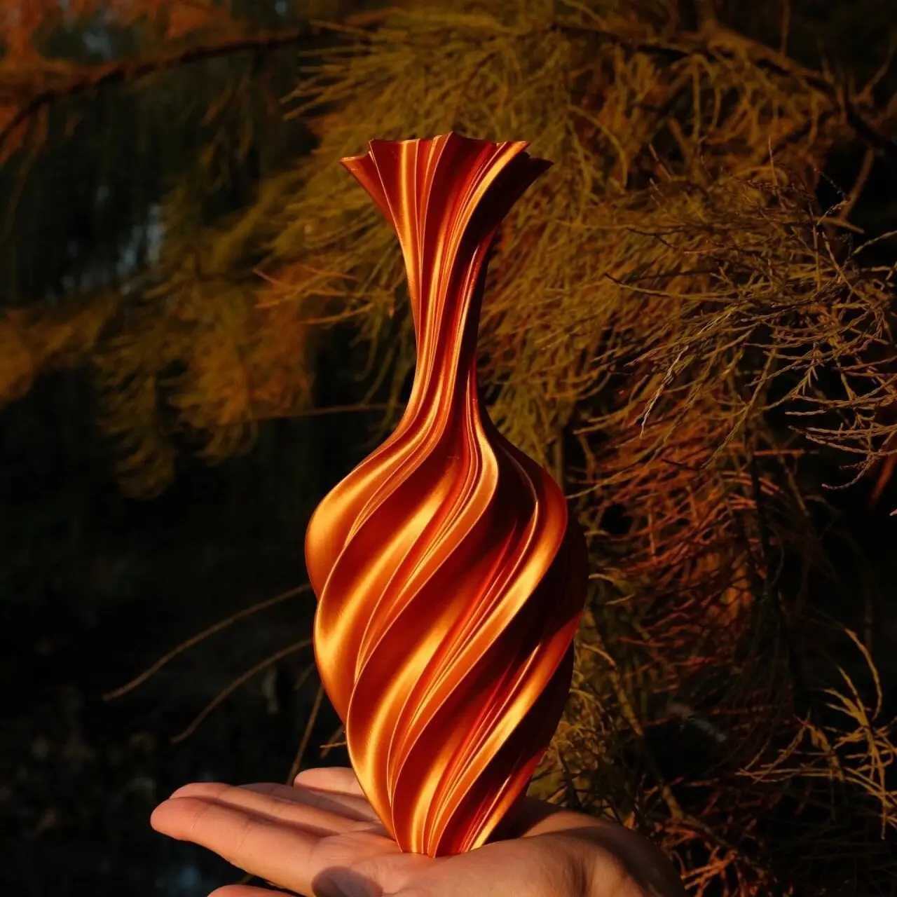 Art Plastic Vase Twisted Flower Vase Living Room Decorative Ornament Nordic Simple Ins 3D Printing Vase Home Decoration Y250603