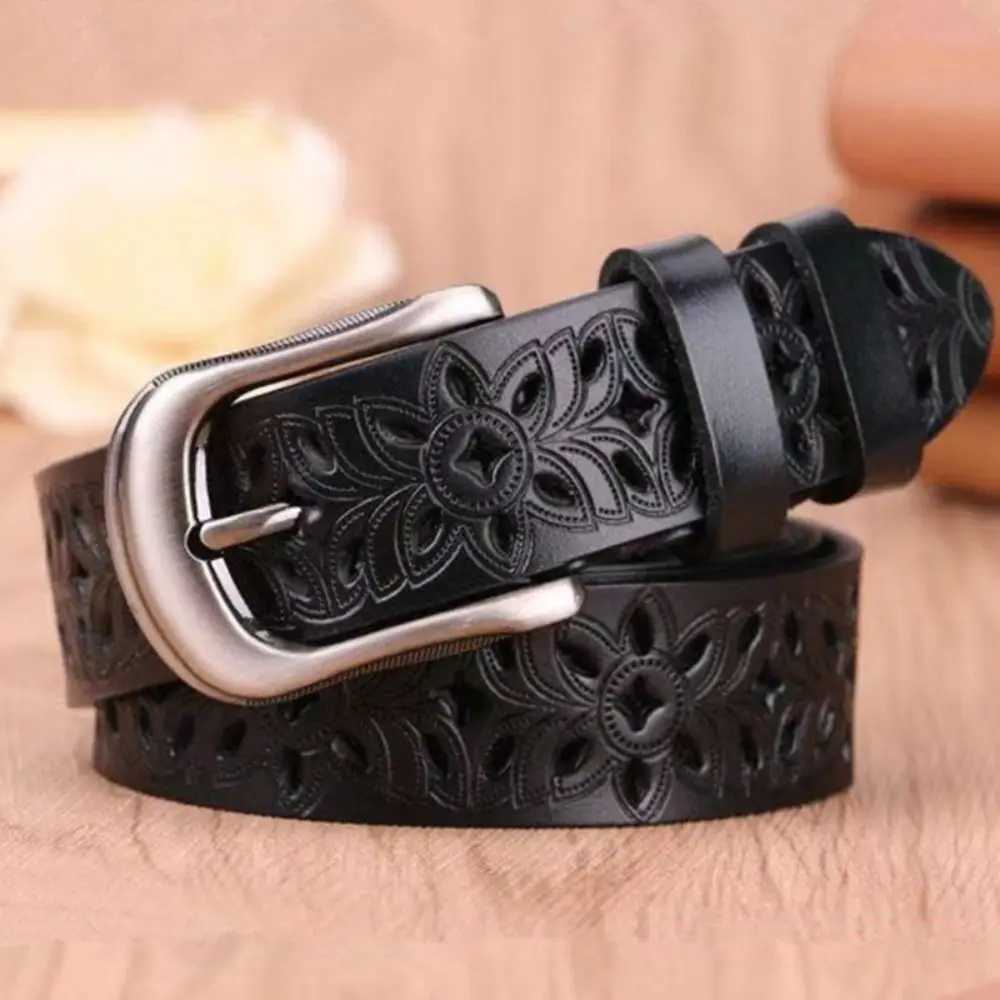 Vintage Pin Buckle Strap Jeans Hollow Belt Leather Belts for Women Belt Waist Band XJ250602