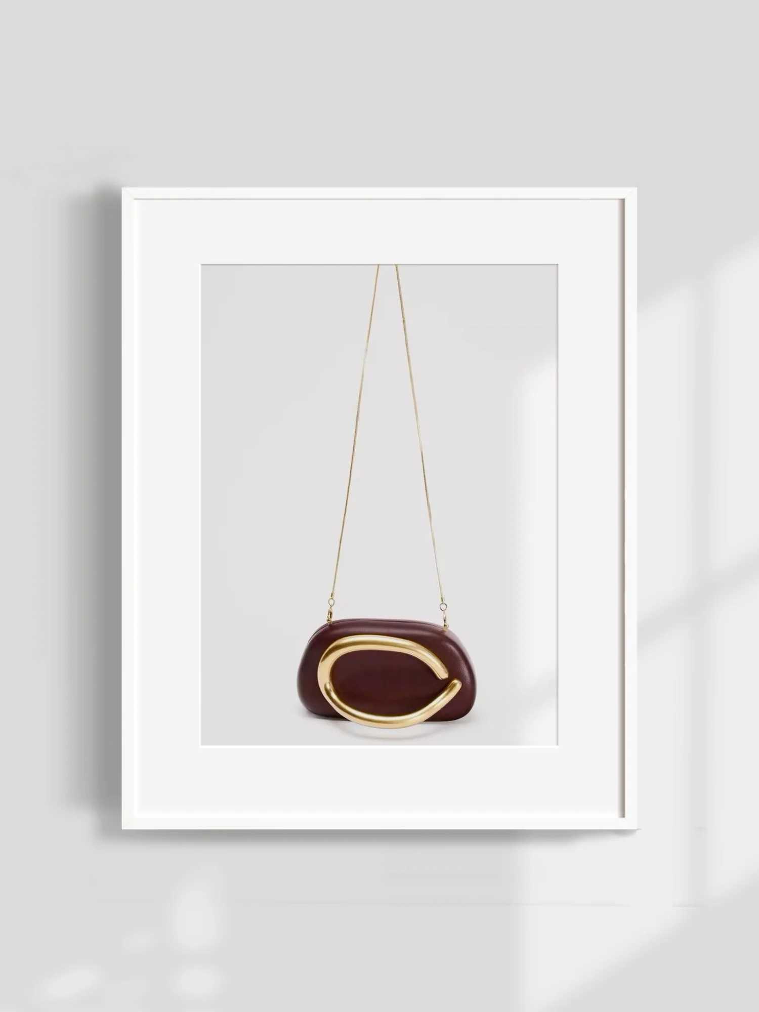 Brown Brass Bag Handle Women Shoulder Snake Chain Messenger Evening Party Box Clutches Small Bride Wedding Summer Handbag Wallet W250602