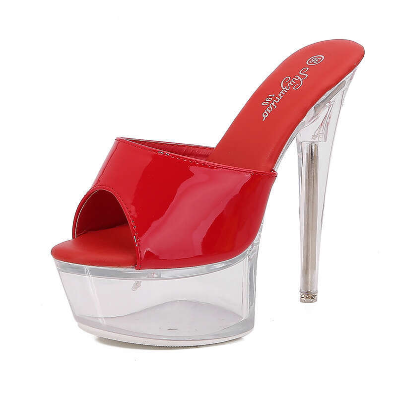 Super High Heels 190-A76 New Fashion Nightclub Extreme Transparent Stiletto 13Cm 15Cm Patent Leather High Heels Platform High Heels