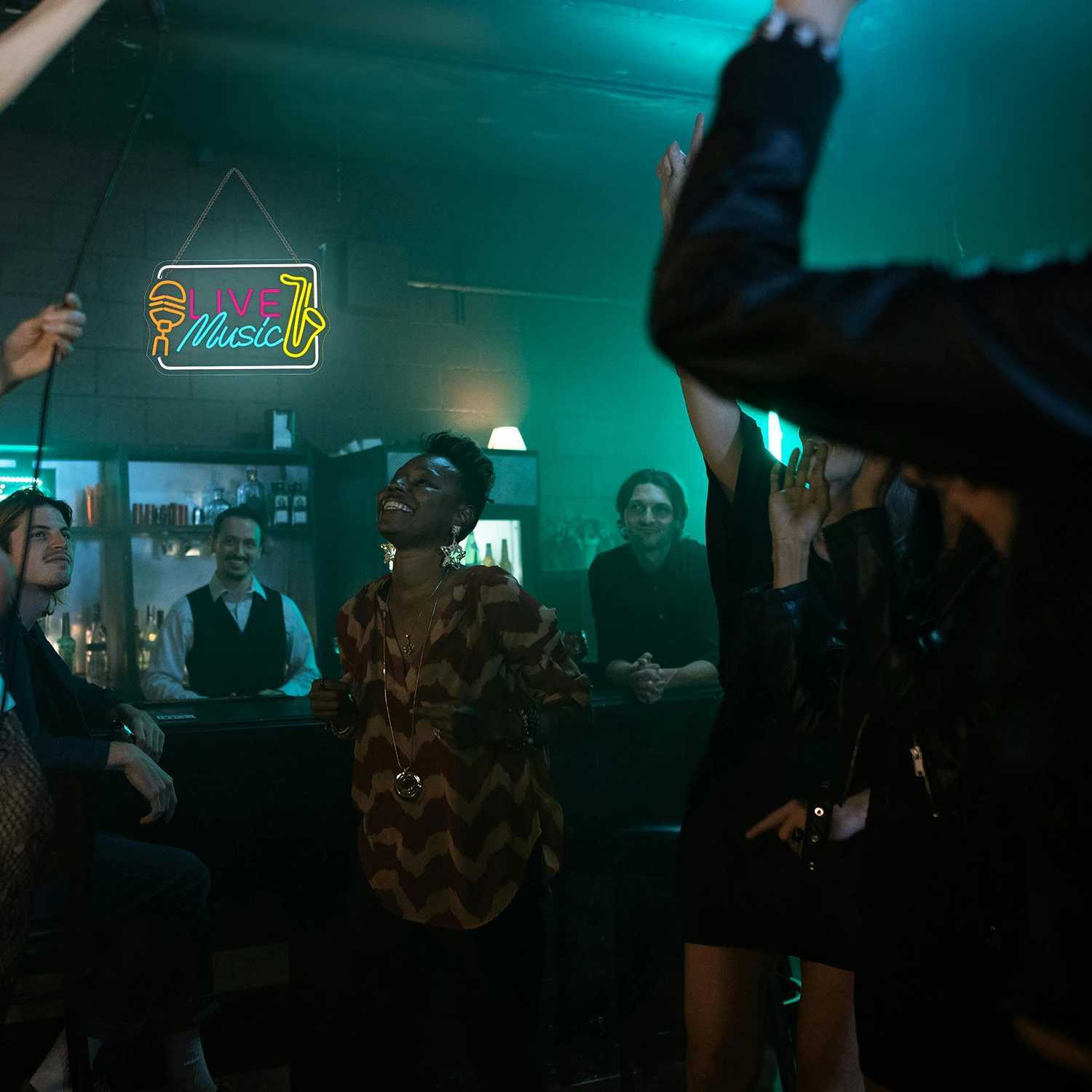 Live Music Neon Signs with Dimming Function LED Wall Decor Bedroom Mans Cave Game Room Home Bar Music Studio Night Club XJ250602