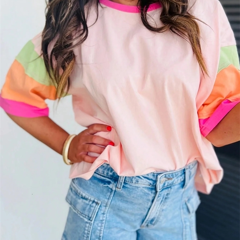 Plus Size 1XL5XL Pullover ONeck Half Sleeve Top European and American Casual Style Loose Tshirt Tees 250519