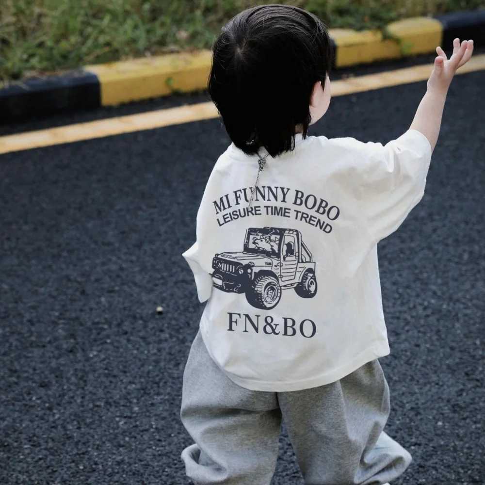 Korean pure cotton childrens short-sleeved T-shirt in summer new loose babys daily cute outfit fresh and cute T250603