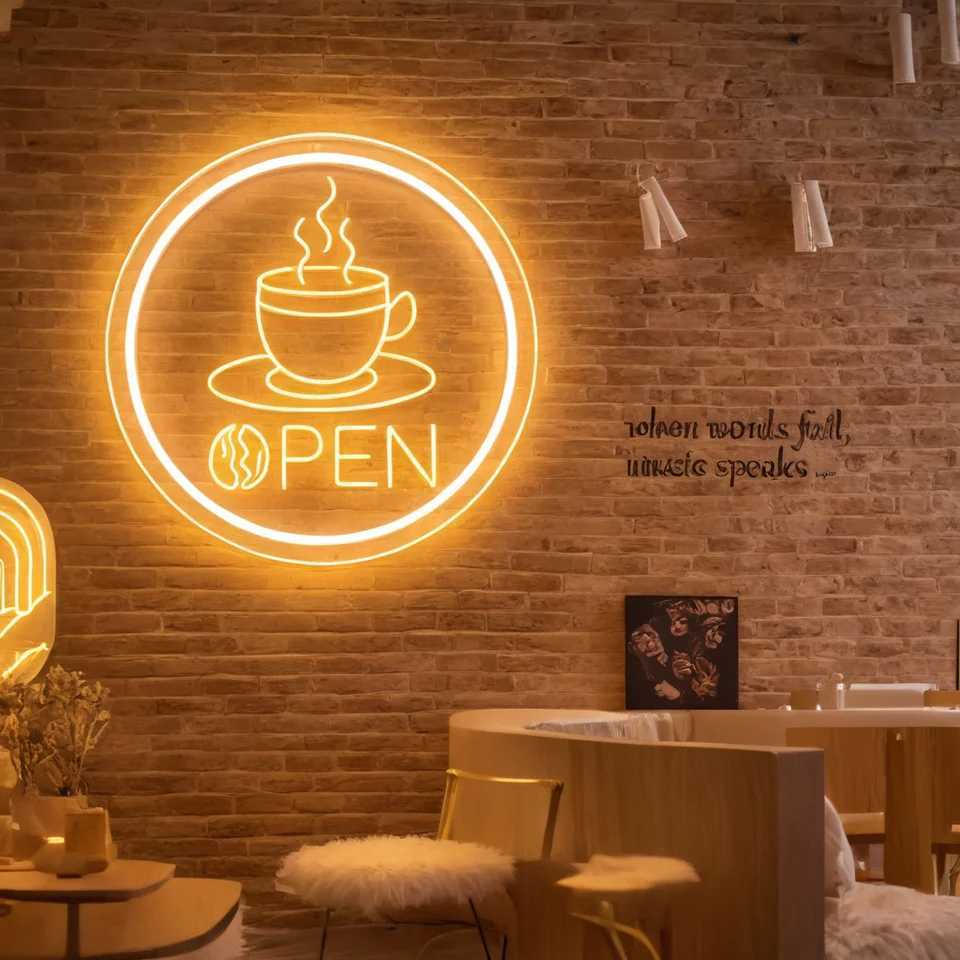 Coffee Open neon sign LED Neon Light for Cafe Cafeteria Restaurant luminous business signs Home Kitchen wall decorations lights XJ250602