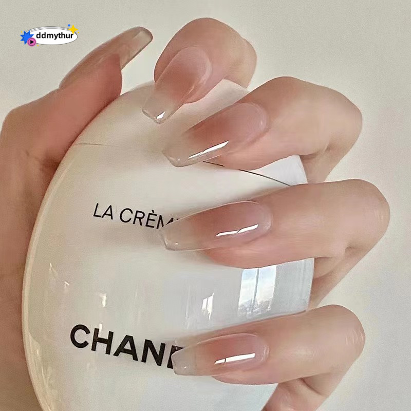 Zhen Huan Hua Fei Face Touch Ice Transparent Long Trapezoidal Style Wearable Nails Finished Fake Nail Stickers ddmythur
