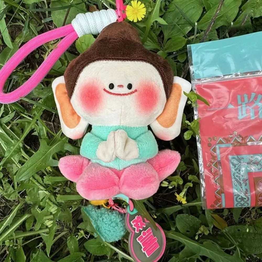 Fashion Cartoon Stuffed Plush Keychain Pendant Gifts Toys Bag Decor Buddha Doll Toy Key Rings Hanging Ornaments XJ250602