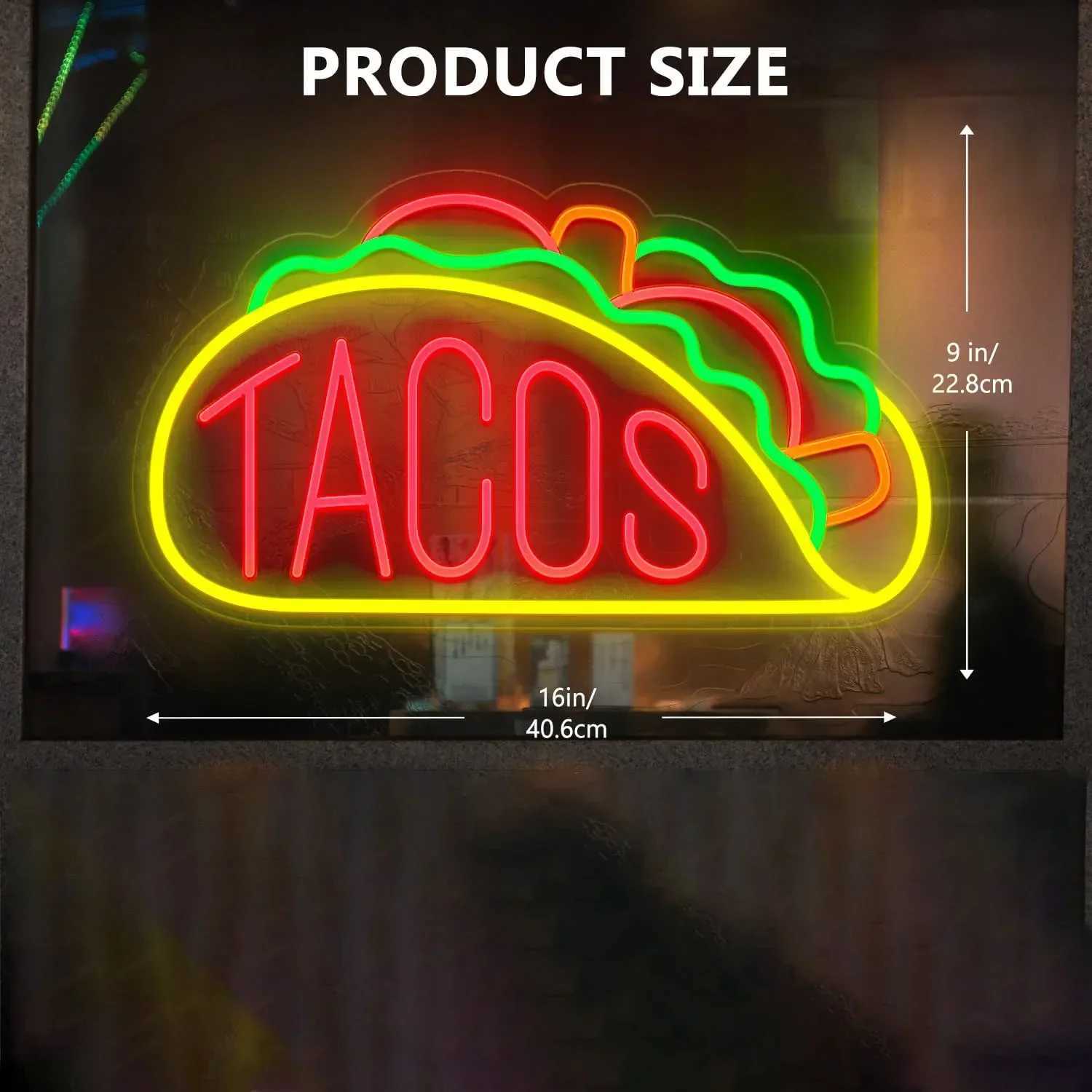 Tacos Neon Signs LED Neon Signs for Wall Decor LED Neon Light for Tacos Shop Beer Bar Pub Restaurant Christmas Decor XJ250602