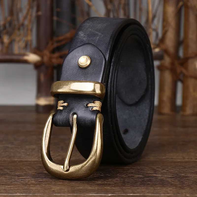 3.3CM Leather Belt Needle Buckle Retro To Do Old Korean Version of All Matching Mens and Womens Denim Belt Lovers LuxuryXJ250602