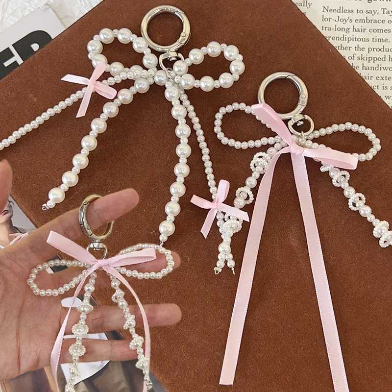 2025 New Korean Fashion Sweet Pearl Bow Keychain Heart Pendant Keyring Y2K Ins Aesthetic Holder for Girl Bag Pendant Accessories XJ250602