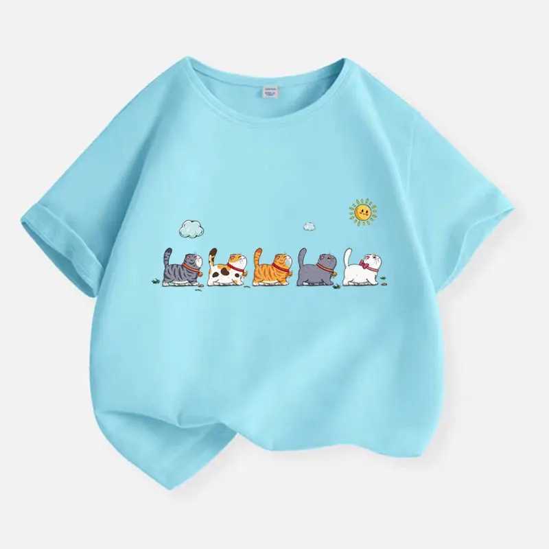 The Cat Family T-shirt for Boys Cotton Kids T Shirt Cartoon Children Casual Clothes Teen Baby Boy Summer Tops 6 8 10 12 Years T250603