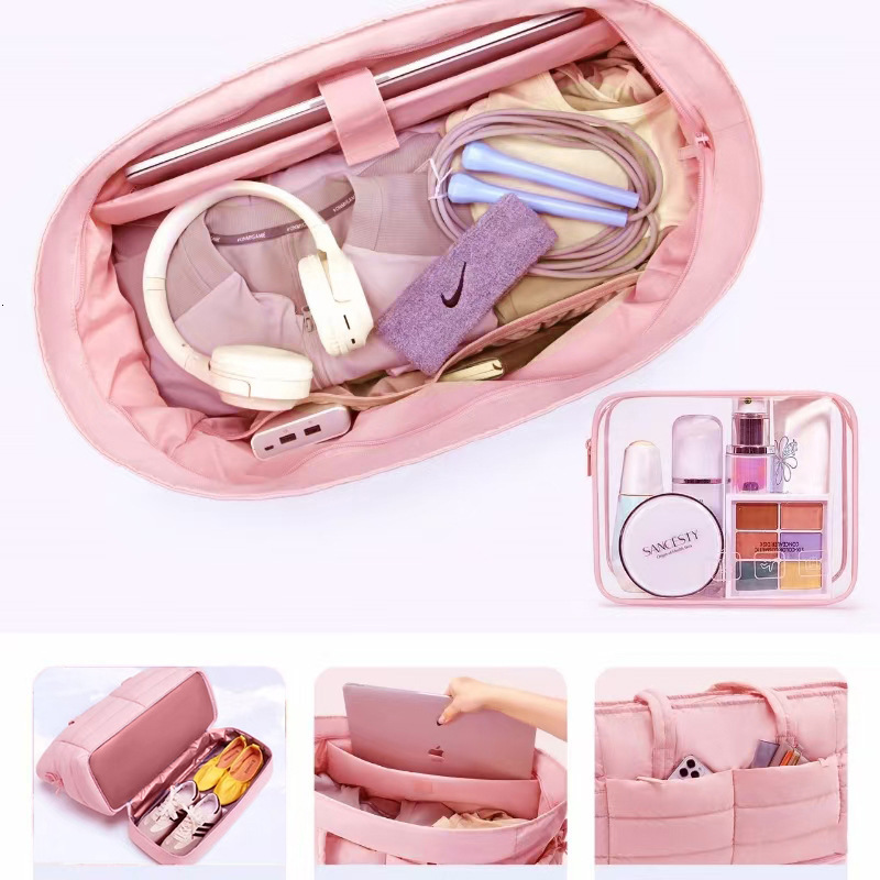 New Double Travel Duffel Gym Bag Women's Lightweight Puffy Handbag