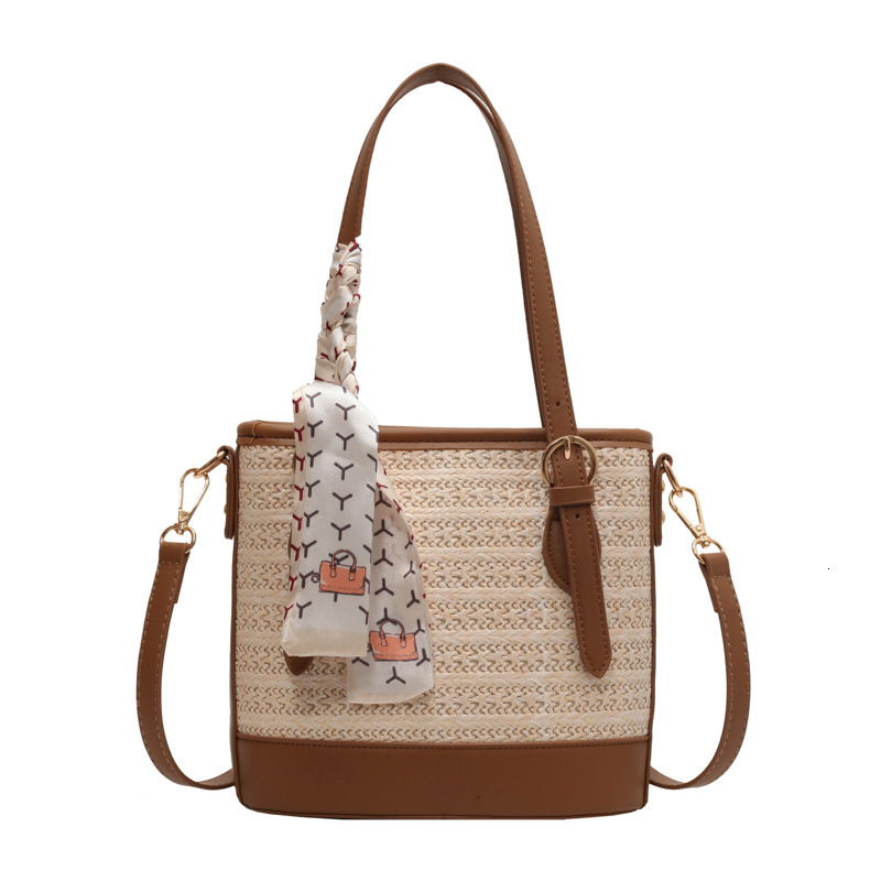 designer Fashion Handwoven Bag for Women 2025 New High-Quality Textured Straw Bag Single Shoulder Crossbody Bag Casual Bucket Bag