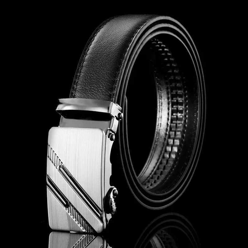 Mens Business Style Belt Black PU Leather Strap Male Waistband Automatic Buckle Belts For Men Top Quality Girdle Belts For Jeans XJ250602