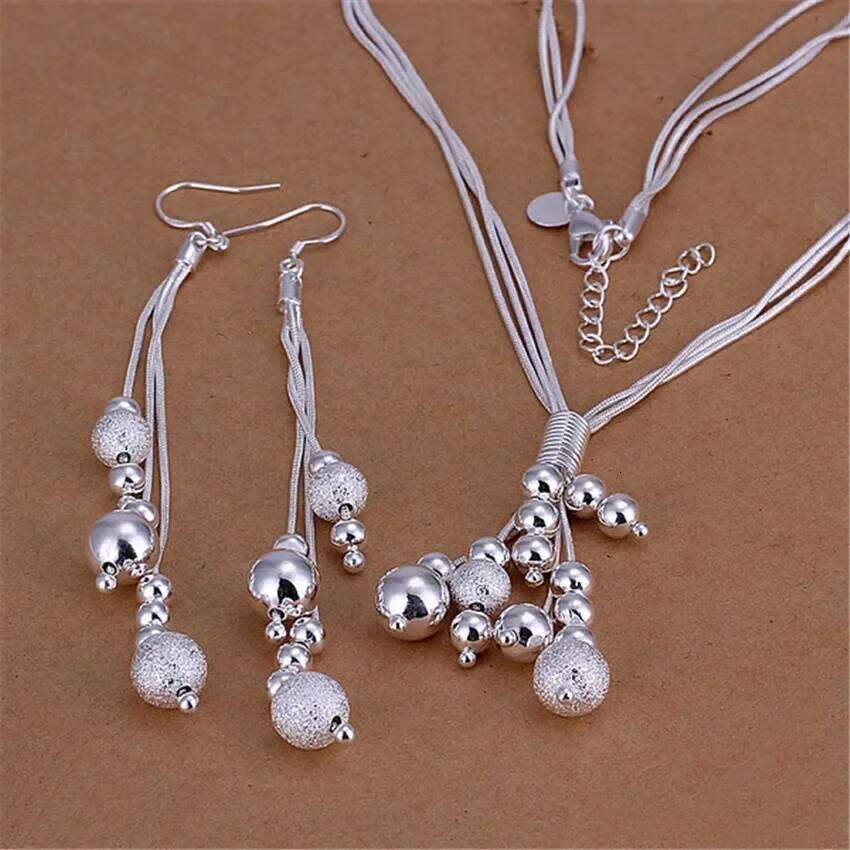 Charms Wedding Sterling Sier Jewelry Fashion Pretty Pendant Necklace Earring Women Party Set TOP Quality Stamped