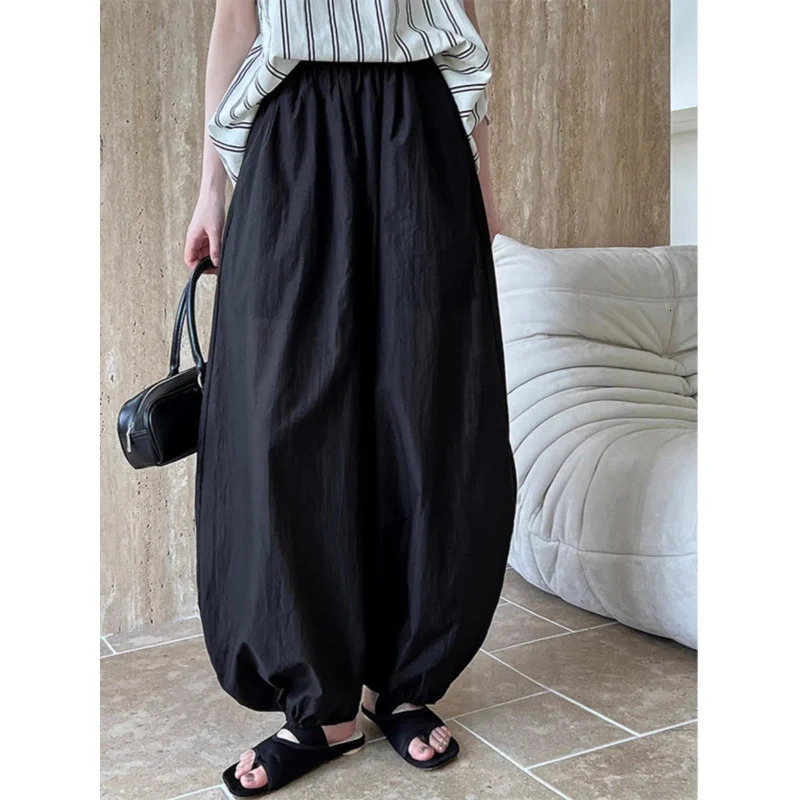 Oversized Bloomers Summer Elegant Fashion Women Lantern Pants Casual Loose Breathable Cotton Wide Leg Pants 250603