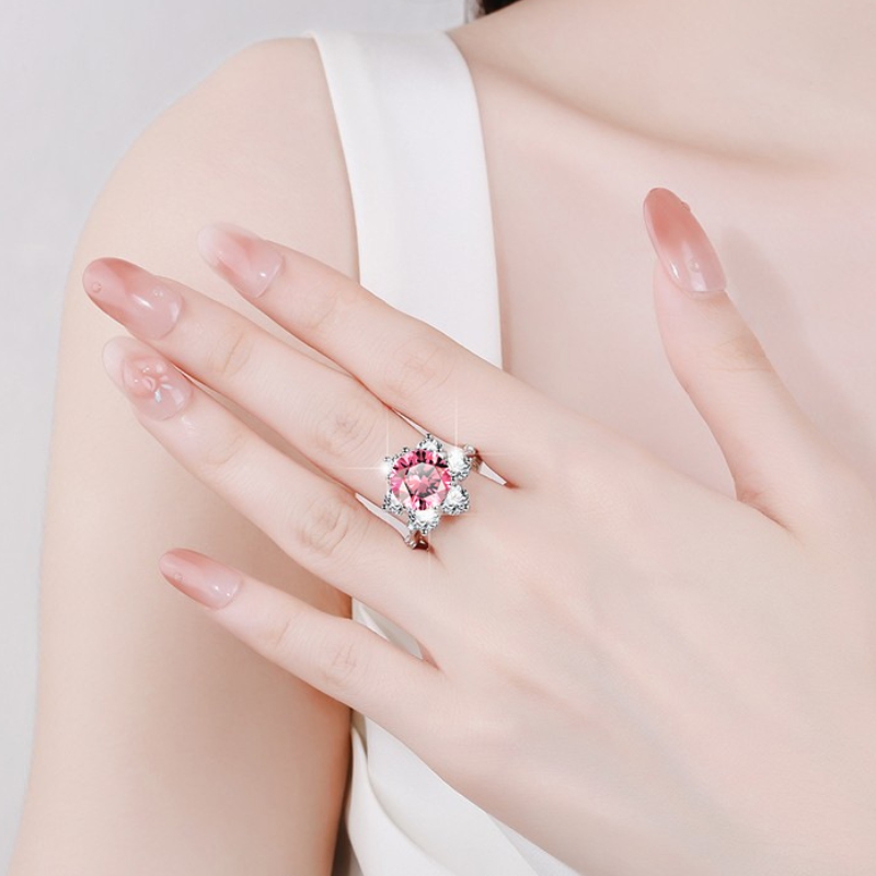 5CT D color VVS1 Moissanite crown star girl ring S925 sterling silver ultra-shiny classic fashionable personalized colorful proposal birthday annivers
