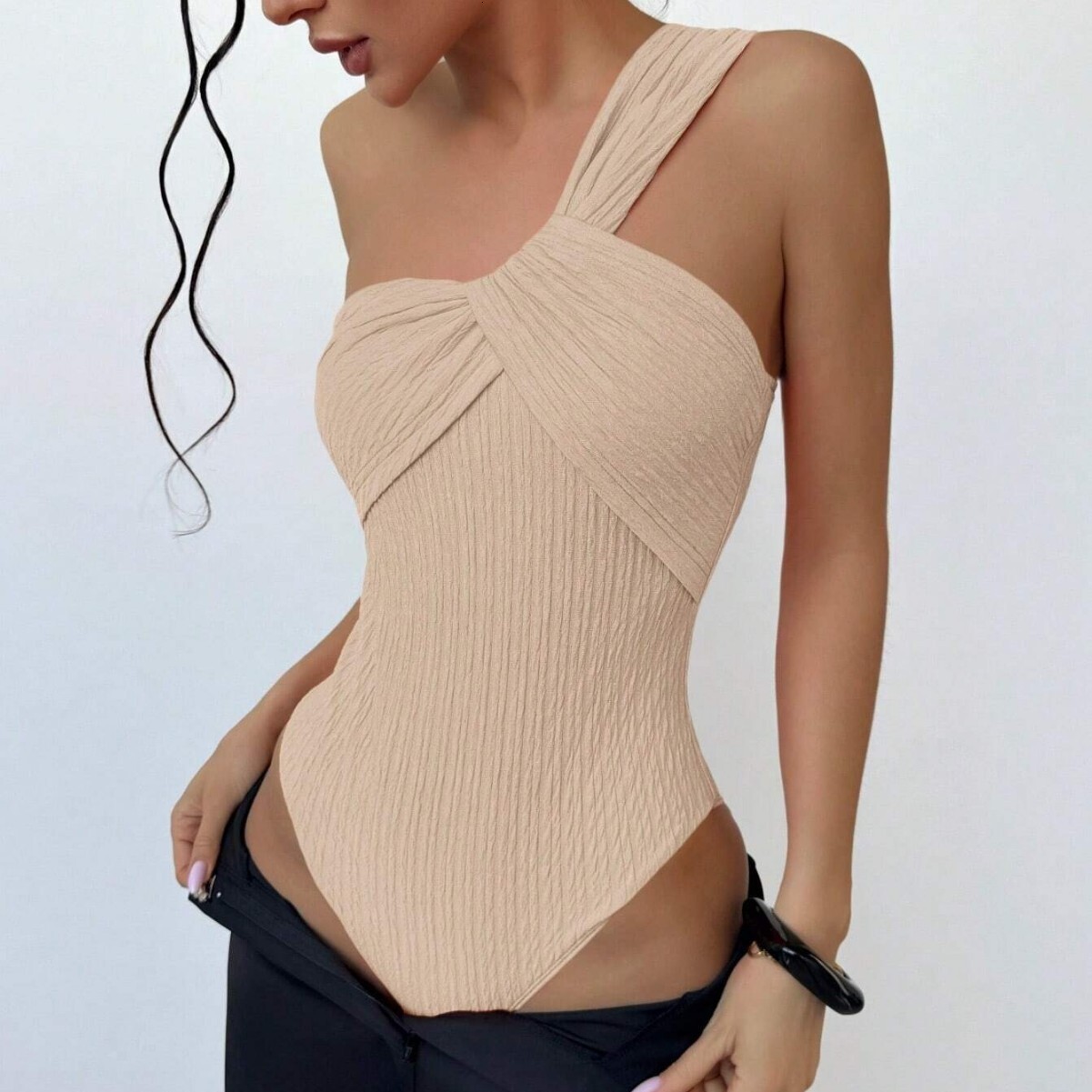 Outdoor Summer Beach Sexy Womenfree Shipping 2025 New Designer Shoes 2025 New One-piece Pleated Fabric Bikini Women's Single Shoulder Sexy Fashio