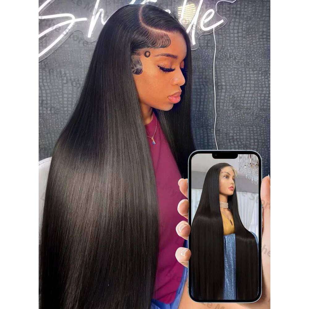 250 Density Straight 13x6 HD Black Frontal Wigs 5x5 Glueless 30 40 Inch 13x4 Lace Front Human Hair Wig Bone Closure Wear Go