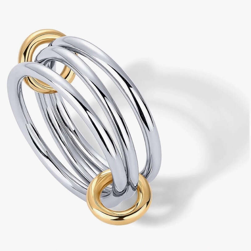 fashion niche temperament creative personality stainless steel multilayer diamond ring for women layered wear