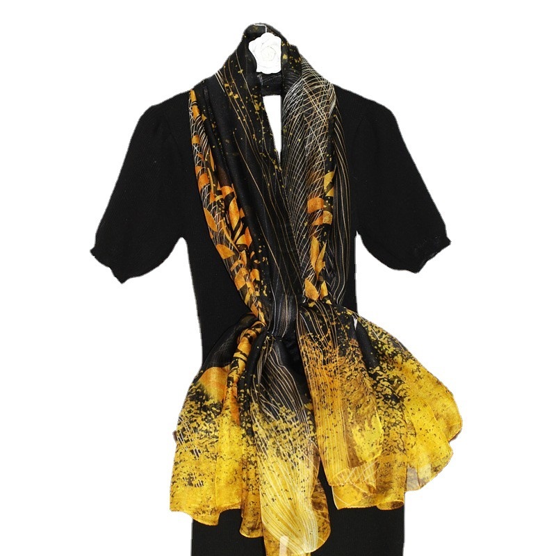 New Silk Cloud Pattern Starry Sky Korean Style Versatile Fashionable Gauze Sun Protection Stylish Shawl Thin Scarf Neck Warmer