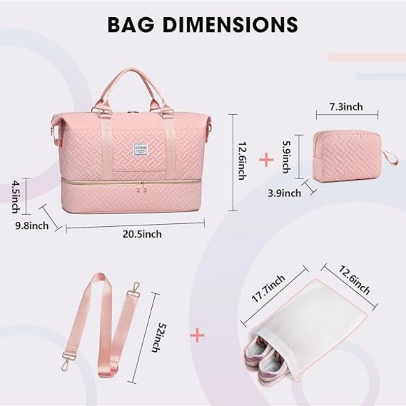 Fashion Trend Large Capacity Travel with Shoe Compartment, Dry and Wet Separation, Personalized Trolley Fiess Bag