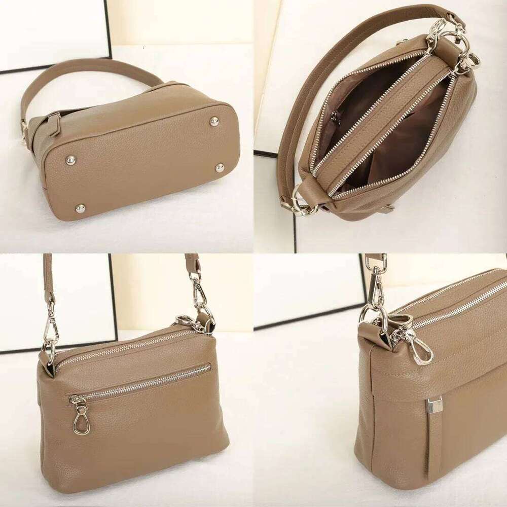 Head Layer Cowhide Leather Women's Shoulder Crossbody Large Capacity Multi Compartment Handbag Casual Practical Armpit Bag