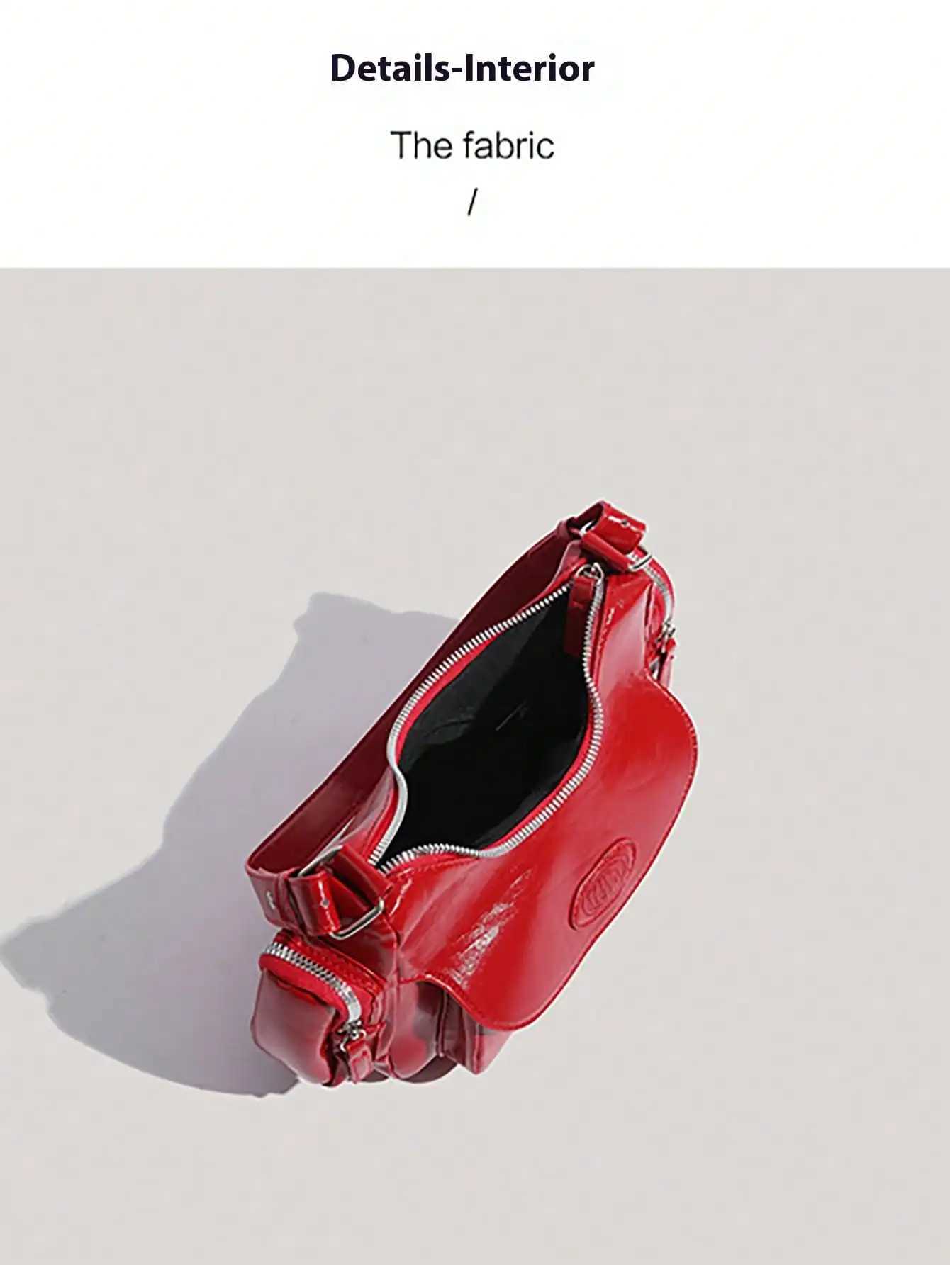 Y2K style motorcycle bag new fashion personality crescent bag sweet and cool hot girl shoulder bag Y250603