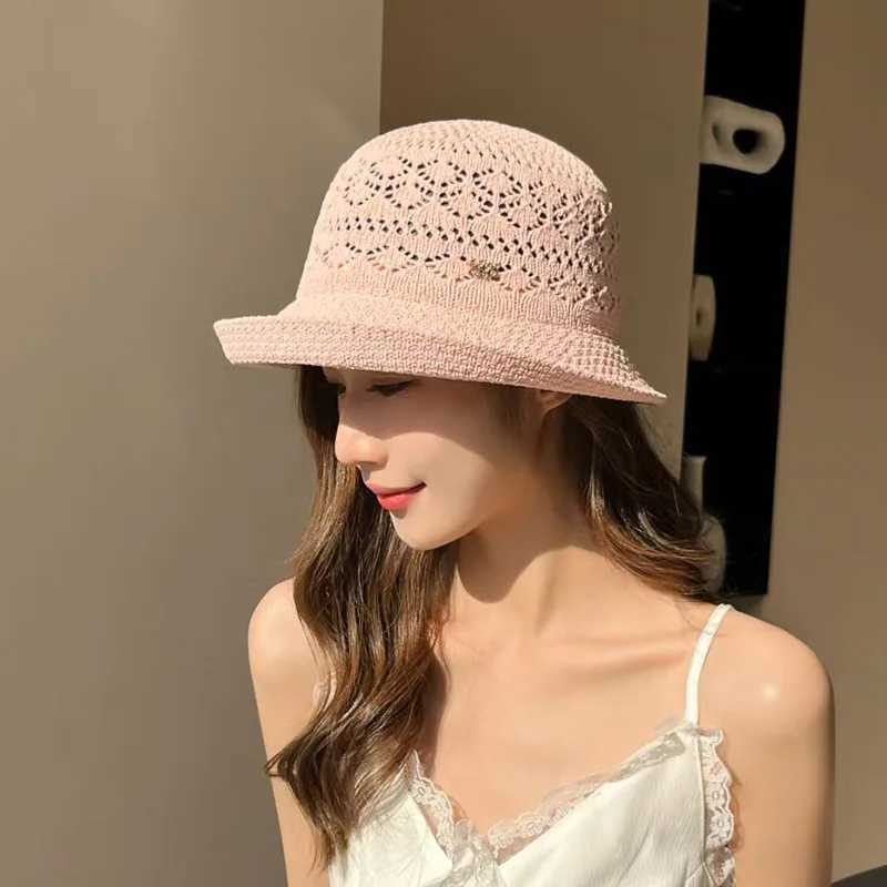 Summer Womens Sun Hat Breathable Hollow Design Small Brim Woven Craft Polyester Adjustable 56-58cm W250602
