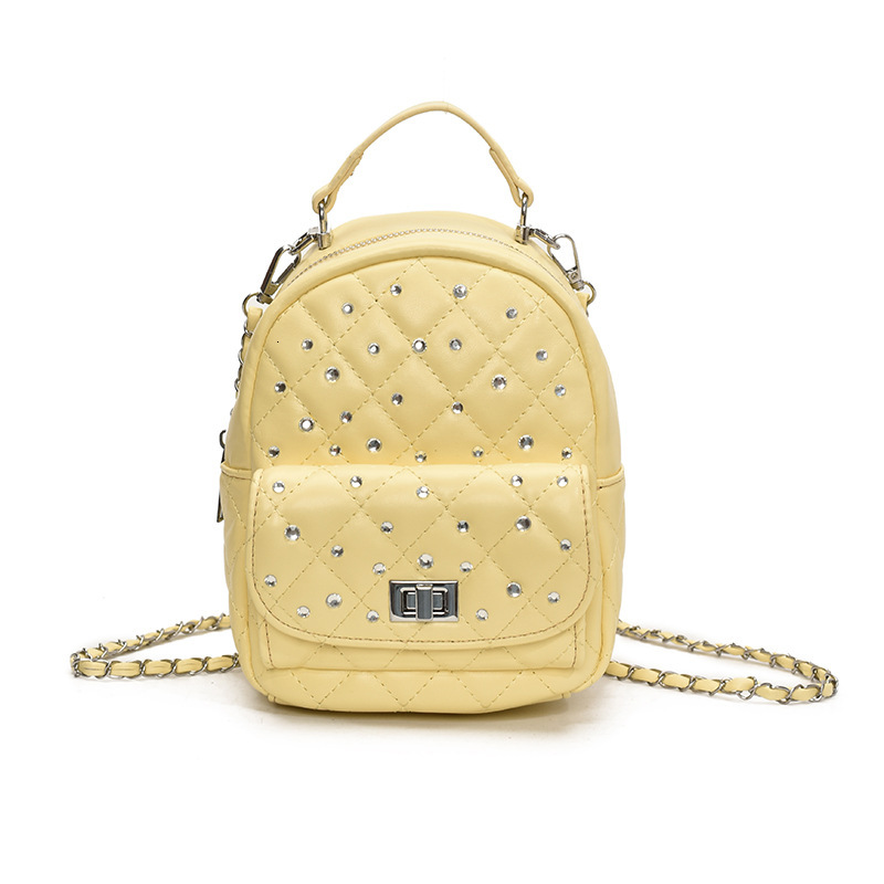 designer 2025 Spring Summer New Quilted Embroidered Chain Small Backpack for Women Fashion Trendy Rhinestone Outdoor Versatile Backpack