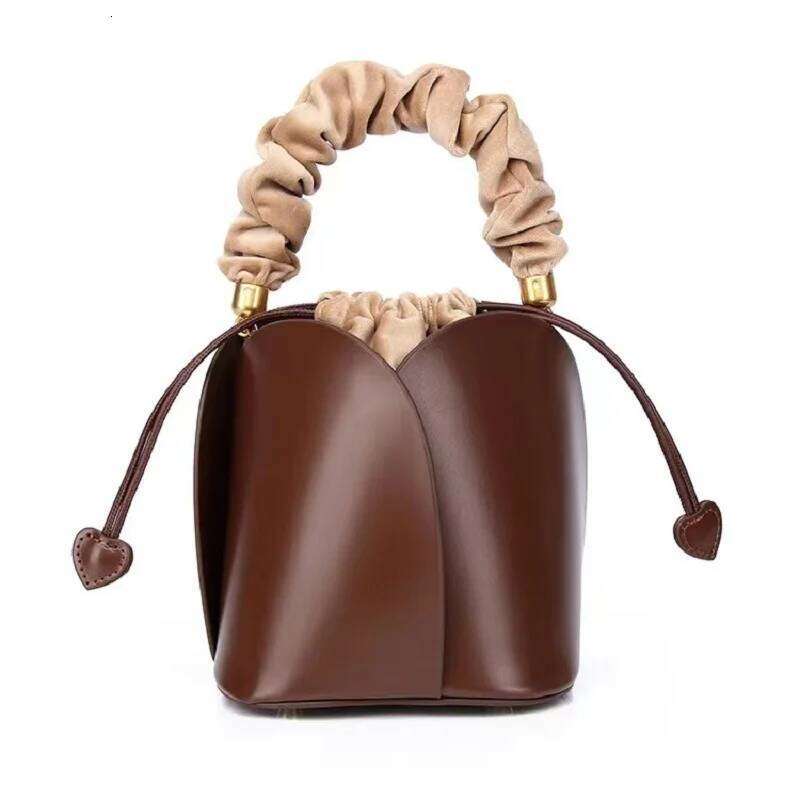 High Quality Genuine Leather Cowhide Floral Bucket Fashion Women Handbag Lady Purse Shoulder Messenger Female Casual Bag