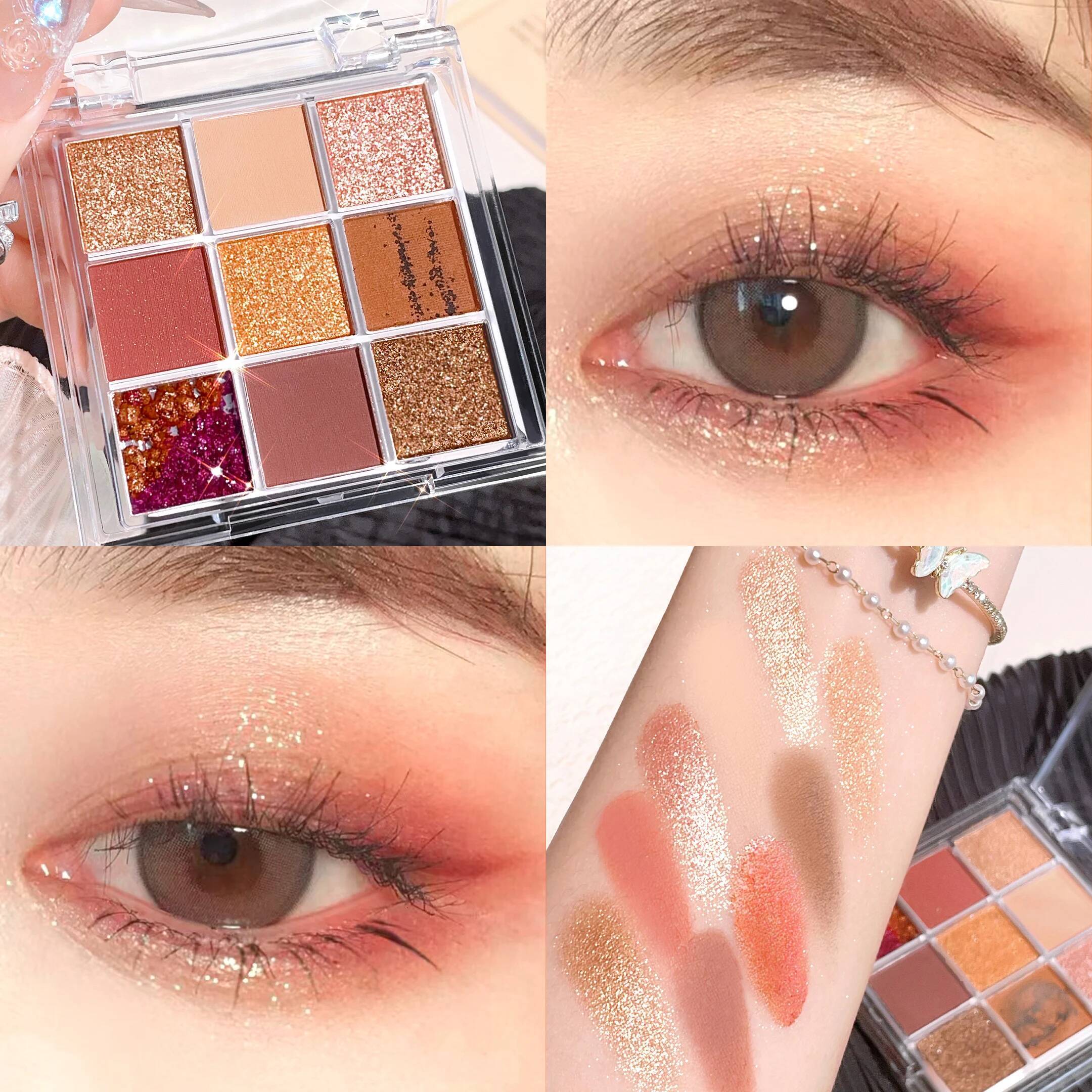 Crispy Rice Korean 9 color tray Matte Pearl waterproof long-lasting pink brown eyeshadow students