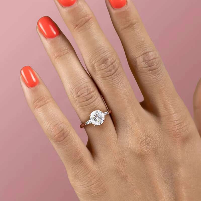 Wholesale Custom 14K White Golid Gold Six Claws Moissanite Ring Gra Certified 2ct 8mm D Color Moissanite Engagement Rings