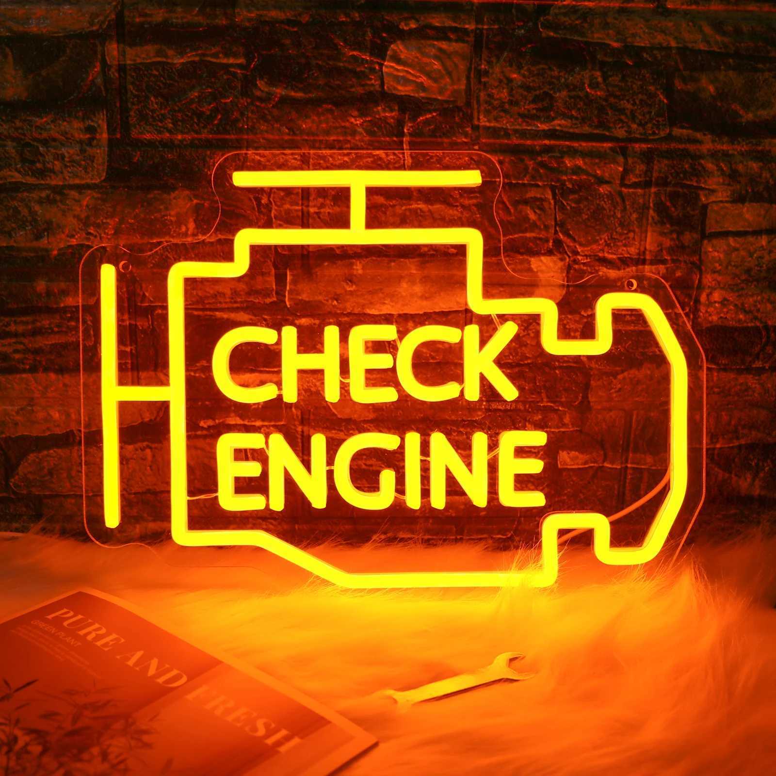 Garage Car Service Neon LED Sign Light Auto Repair Shop Car Check Engine Game Room Decor Wall Bar Neon Lights Lamp XJ250602
