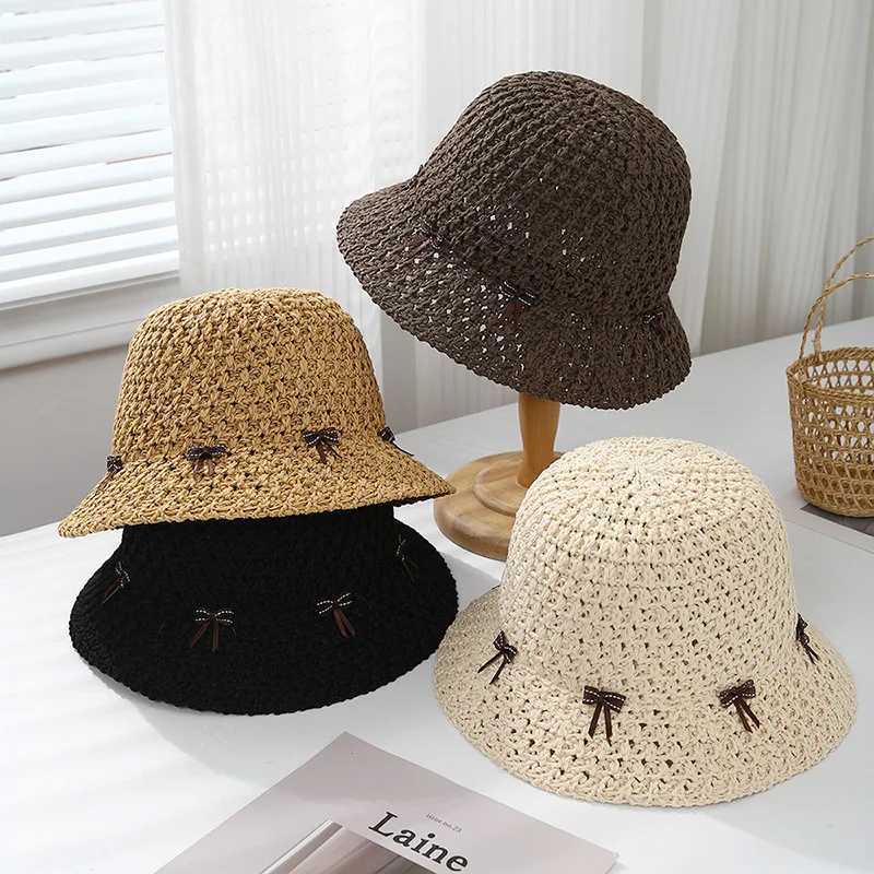 Womens Bucket Hat Summer Sweet Bow Fisherman Cap Casual Sunshade Sun Hat Breathable Bob Cap Sunhat New W250602