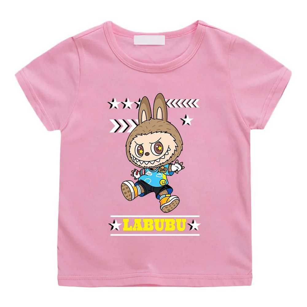 Labubu Plush Toy T-shirt 100% Cotton Cute Boys/Girls Casual Cartoon Tee-shirt Children Kids T-shirt Camisetas Casual Kawaii TeesTop T250603