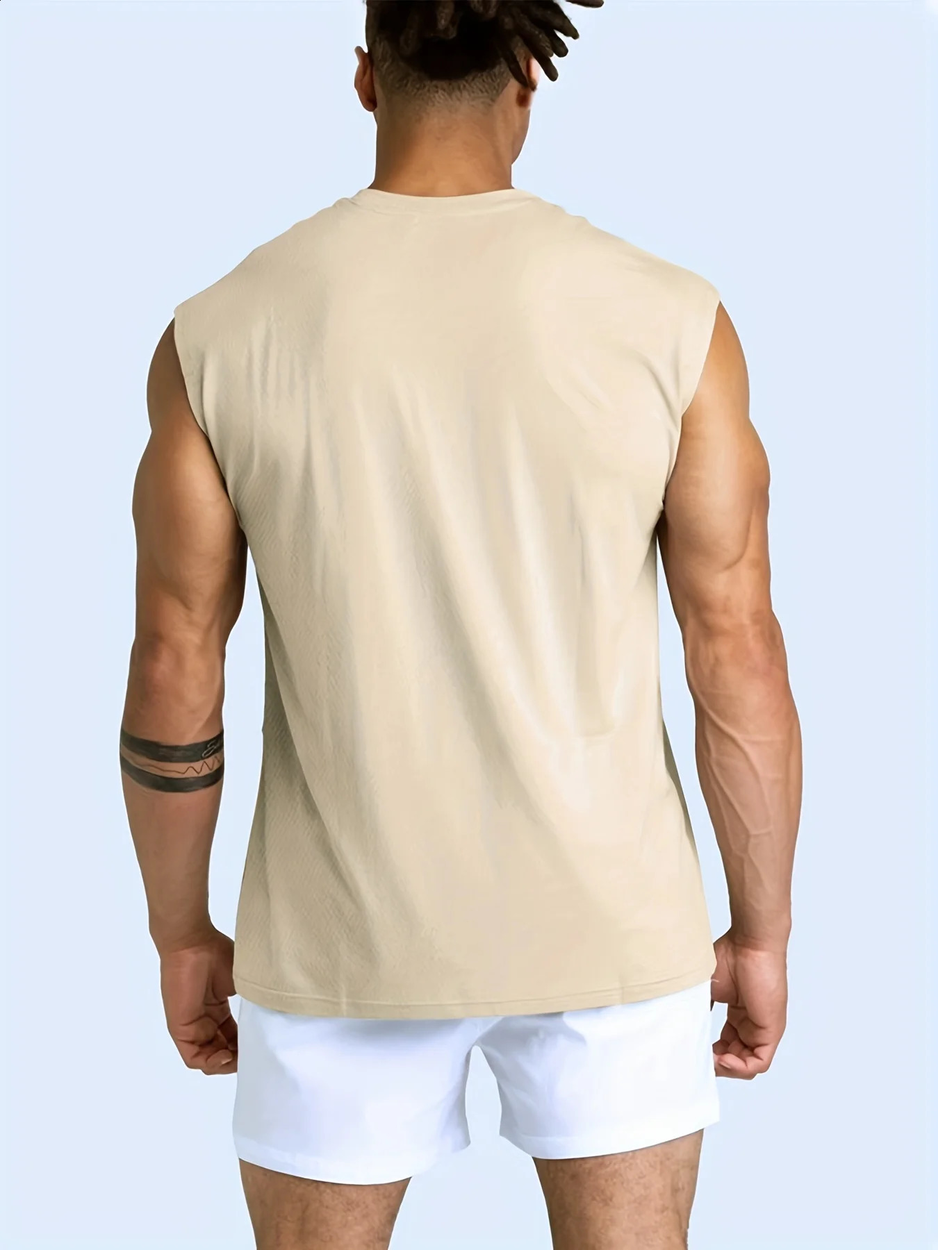 Summer fitness vest for men breathable and loose fitting training sleeveless Tshirt quick drying clothi 250527