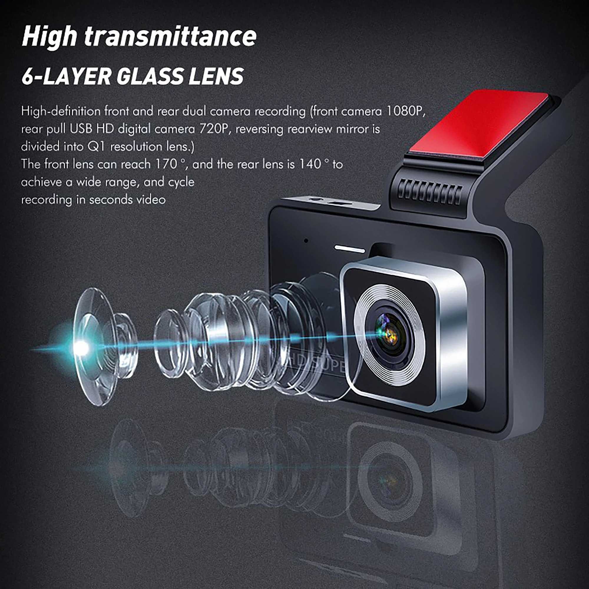 Car dvr HD 1080P Dash Cam Car dvr Driving Recorder 4inch Dual Lens Front Rear View Motion Detection Hidden Type Vehicle Black box R250529