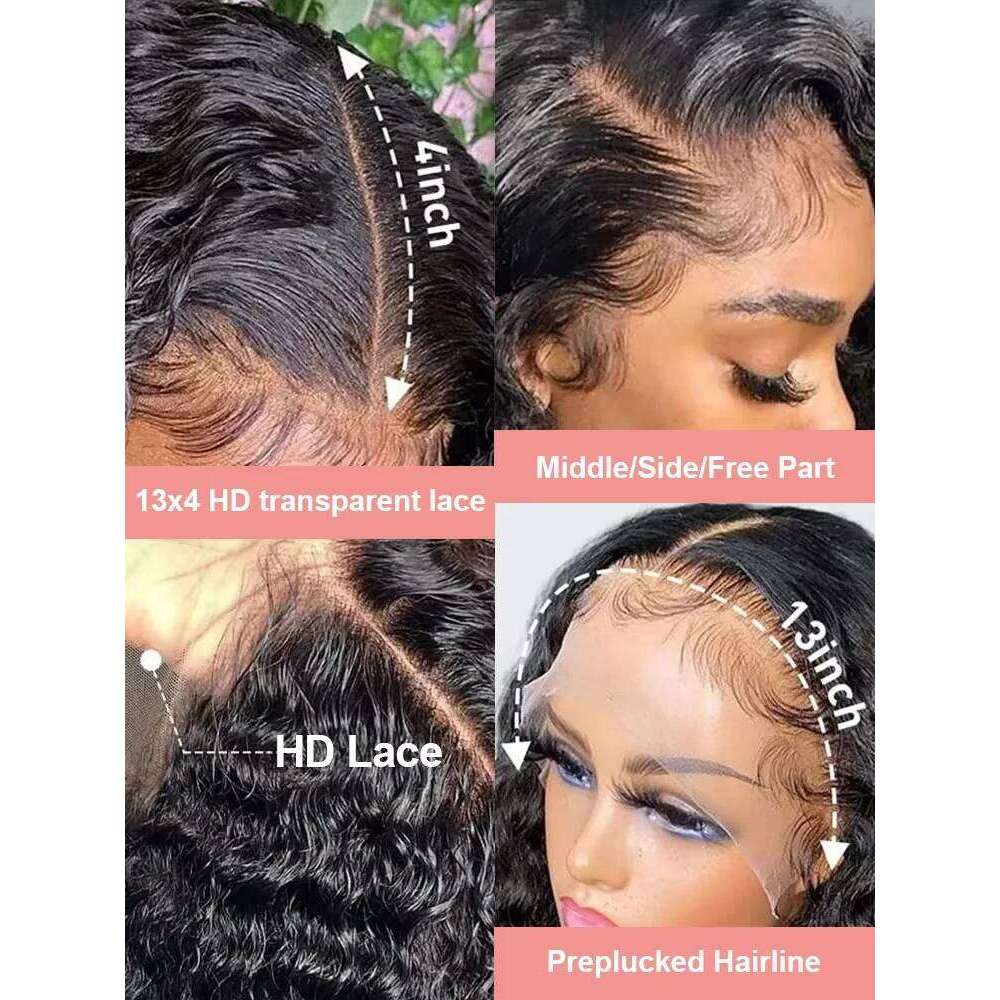 46 50 Inch 13x4 13x6 HD Deep Wave Frontal Wig Brazilian Loose Water Curly Lace Front Human Hair Wigs For Women 300% Density