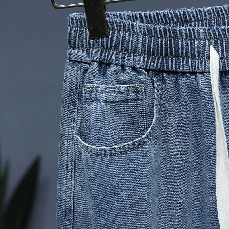 Size M-5XL Summer Denim Shorts Men Cotton Straight Elastic Waist Loose Casual Cargo Shorts Mens Fashion Short Jeans T250603