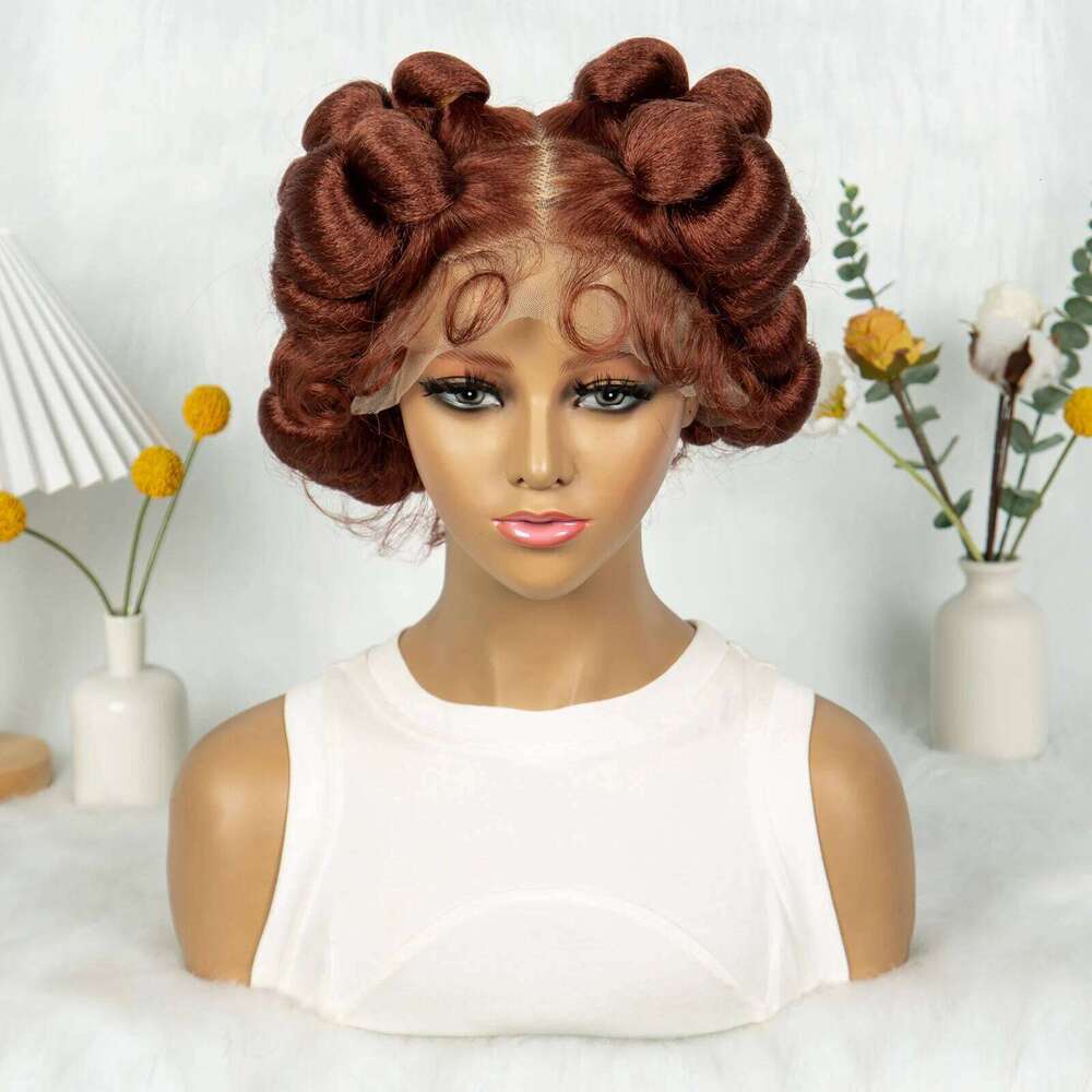 Bantu Synthetic Braided Full Lace Wig Knotless Box Braids For Black Women Handmade Afrian Braiding Hair Wigs