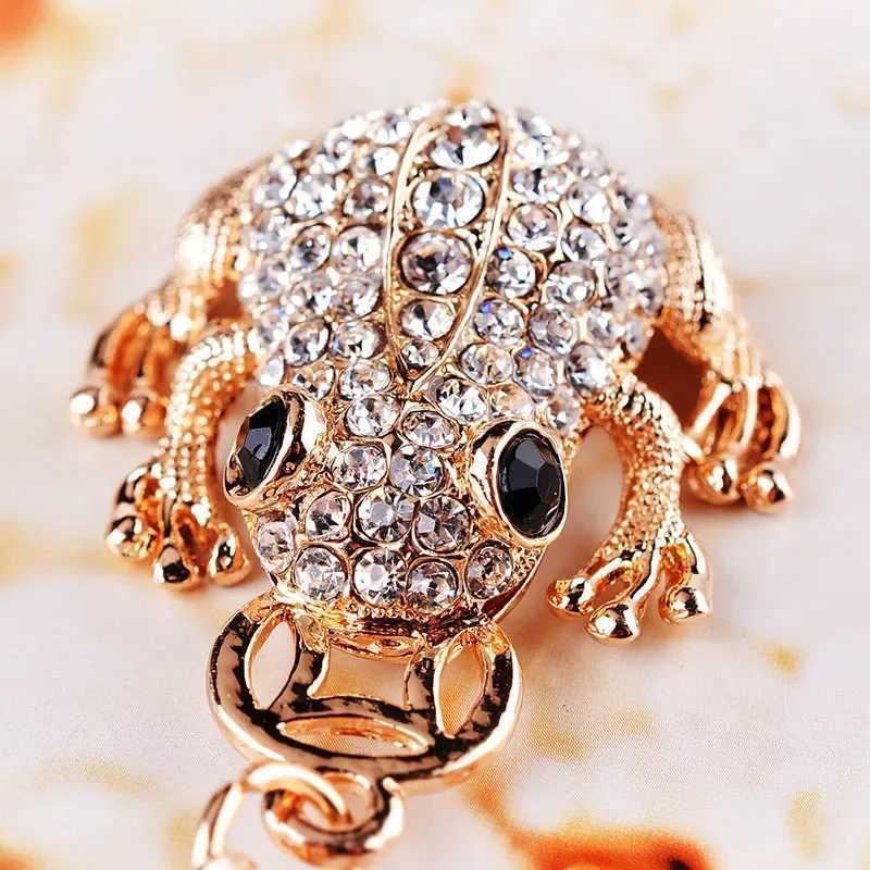 Cute Rhinestone Crystal 4 Claws Contain Money Coins Frog Toad Keychain Animal Frog Key Chain Key Ring Holder Pendant Keyring XJ250602