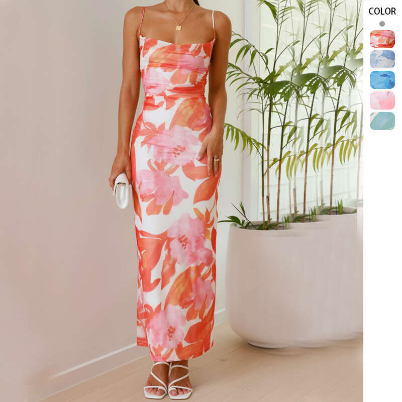 Women's Printed Sleeveless Tank Top Sexy Slim Fit Bodycon Dress Summer Women B5