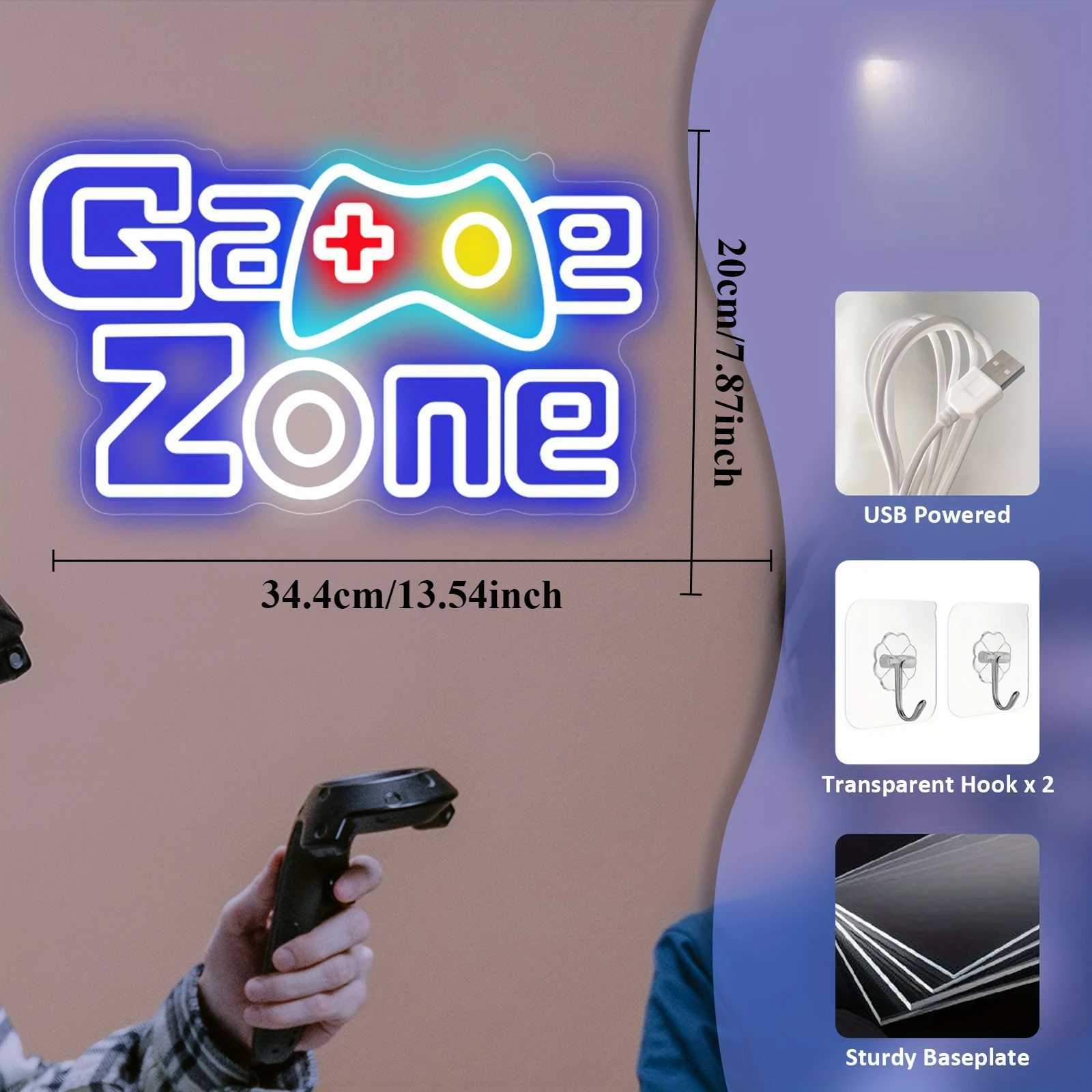 Game Zone Neon Sign LED Neon Light for Wall Decor USB Powered for Bedroom Bar Shop Game Room Man Cave Decor Gift for Game Lover XJ250602